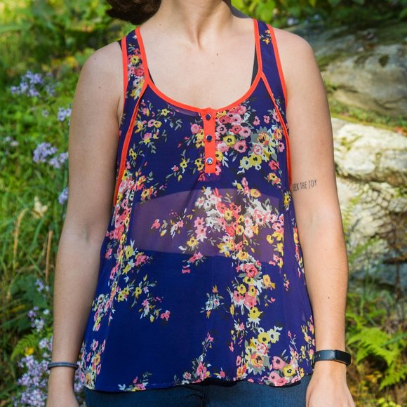 Lush Tops - Lush Sheer Floral Tank - NWOT